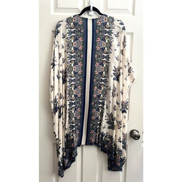 Lola P. Other - LOLA P Blue Paisley Floral Boho Festival Hippie Open Front Kimono